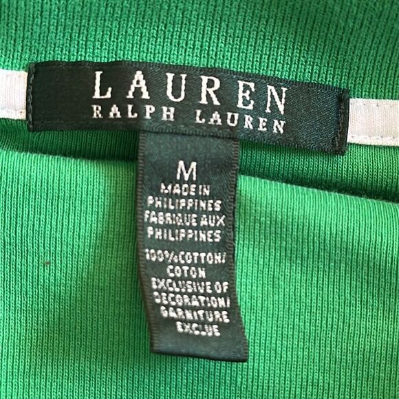 Lauren Ralph Lauren Green Fitted Button Down Short Sleeve Cotton Polo Shirt - Picture 7 of 8